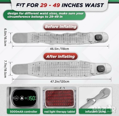 Нагряващ колан с червена светлина и вибрационен масаж, снимка 5 - Колани - 51341342