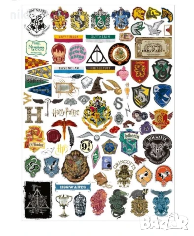 2 вид 50 бр Хари Потър harry potter самозалепващи лепенки стикери за украса декор картонена торта, снимка 7 - Други - 30925623