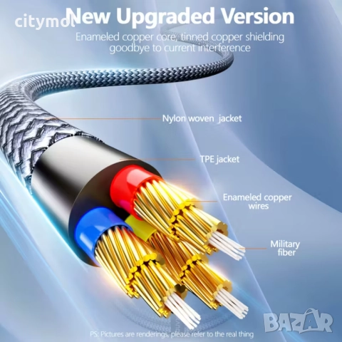 Hi Fi Аудио кабел AUX жак / жак 3.5мм, найлонова оплетка, 3 метра, снимка 7 - Други - 51813777