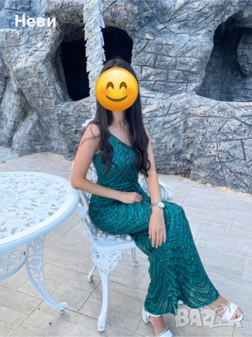 Официална зелена дълга рокля за сватба, снимка 2 - Рокли - 51863179