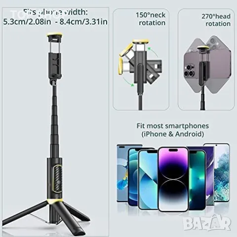 Нов Статив селфи стик с дистанционно за телефон iPhone Android снимки, снимка 7 - Селфи стикове, аксесоари - 49604562