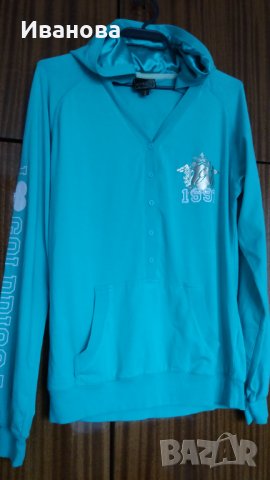 Зелен дамски суичер с качулка, снимка 1