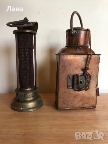 Антична месингова лампа Дейви, Англия , снимка 4 - Антикварни и старинни предмети - 43488259