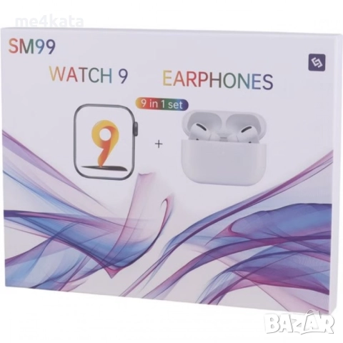 SM99 Ultra – Комплект Smart Часовник + Слушалки, 7 Каишки, Безжично Зареждане, Bluetooth, Сензори за, снимка 3 - Друга електроника - 52732574