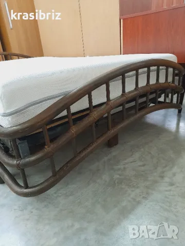 Спалня от Естествен Ратан и Нощно шкафче-120/200см...-внос от Германия!, снимка 5 - Спални и легла - 47940051