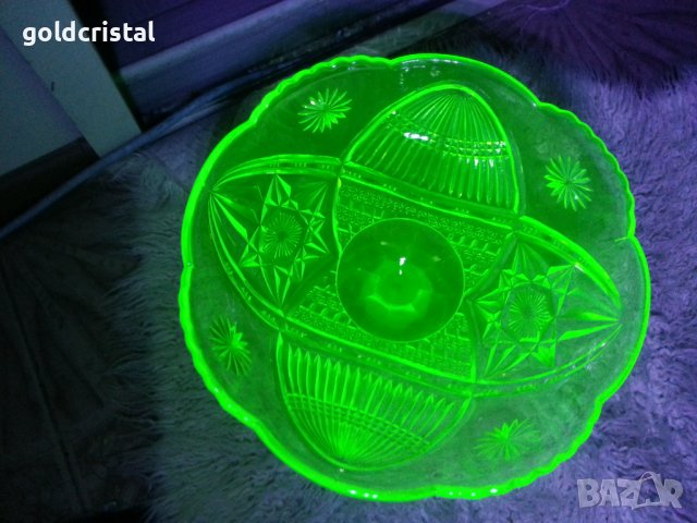 Кристална купа фруктиера ураново стъкло, снимка 5 - Антикварни и старинни предмети - 38504665