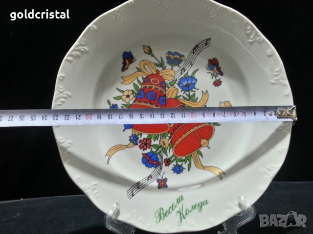 Стар български порцелан чиния коледа , снимка 2 - Антикварни и старинни предмети - 34960076