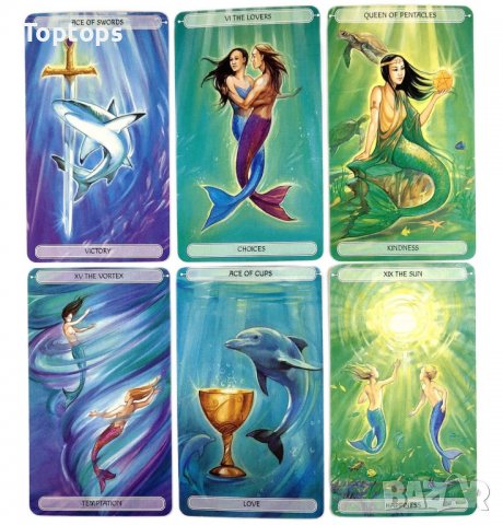 Разкошни таро карти с русалки: Mermaid Tarot и Oceanic Tarot, снимка 10 - Карти за игра - 34173963