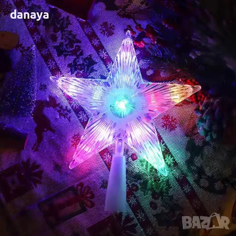 5498 Светеща коледна звезда за елха връх за елха звезда, 14 см, снимка 2 - Декорация за дома - 48152084