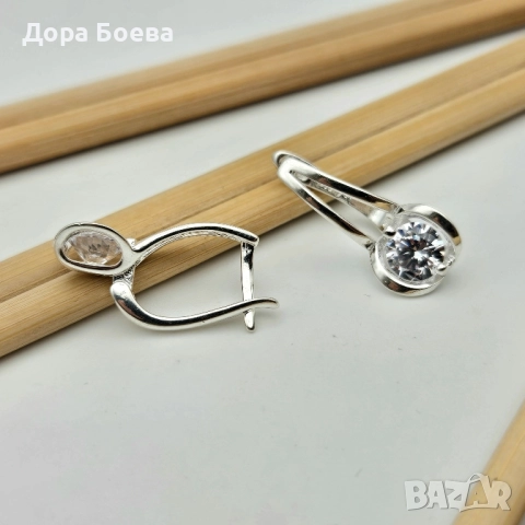 Сребърни обеци: "Звезда", снимка 5 - Обеци - 52214598