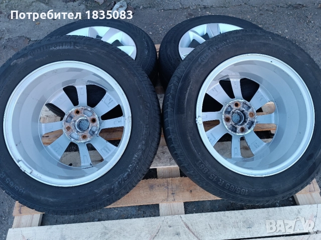 Лети джанти 15ки 4х100 Opel + летни гуми 185/65/15 Continental, снимка 8 - Гуми и джанти - 52495443