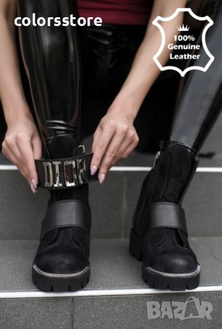 Равни боти - черен ЕСТСТВЕН велур- 9047-69, снимка 2 - Дамски боти - 40163020