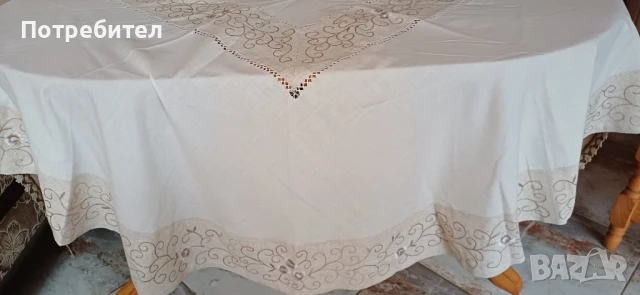 Покривка за кръгла маса с бродерия, снимка 5 - Други - 51406796