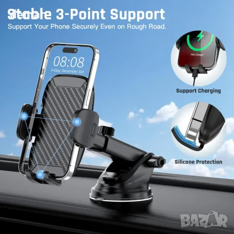 Vexloria Стойка за телефон за кола, 360° въртене, за всички телефони 4.0''-7.0'', снимка 4 - Аксесоари и консумативи - 50033673