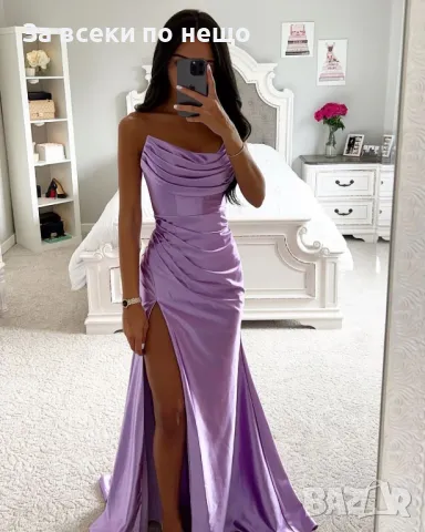 Дамска Дълга Рокля Сатен - Налични Различни Цветове Код LFS346, снимка 5 - Рокли - 49613162