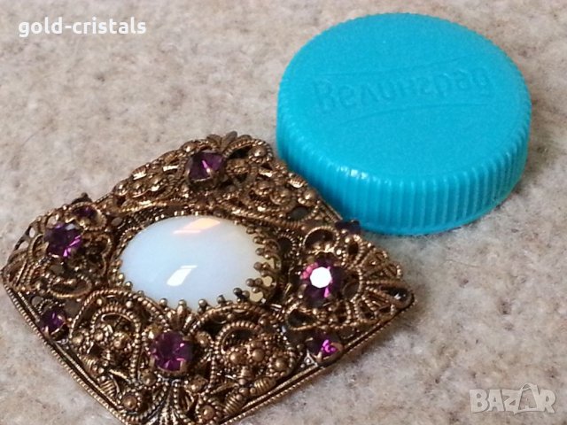 Ретро брошка с камъчета, снимка 6 - Антикварни и старинни предмети - 35176412