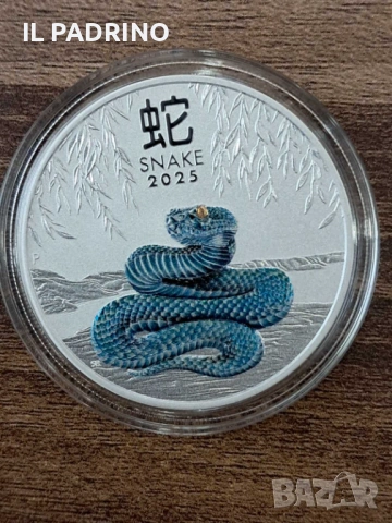 Сребро Инвестиционна монета Лунар III змия 2025 цветен  1 унция OZ