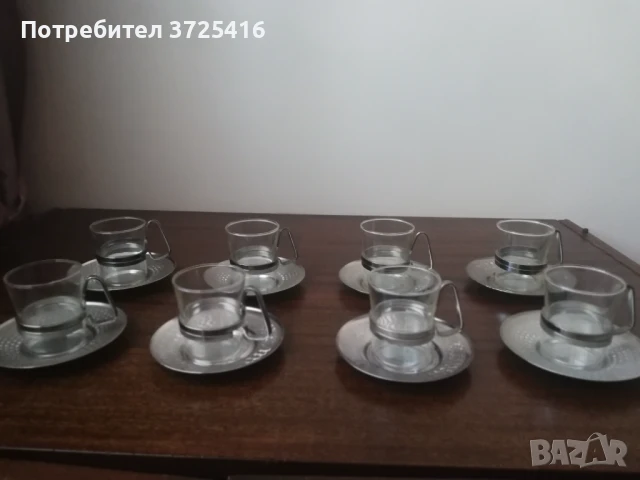 Сервиз за кафе 8 броя чаши и чинийки с каничка и захарница, снимка 3 - Сервизи - 51022328