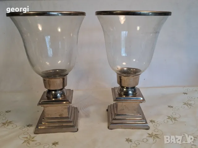 два настолни иноксови свещника  25/2