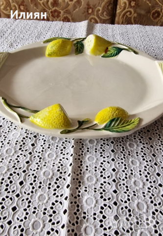 Изключително красива висококачествена чиния/плато за сервиране с релеф/Ръчно изработено в Италия, снимка 3 - Антикварни и старинни предмети - 44879871