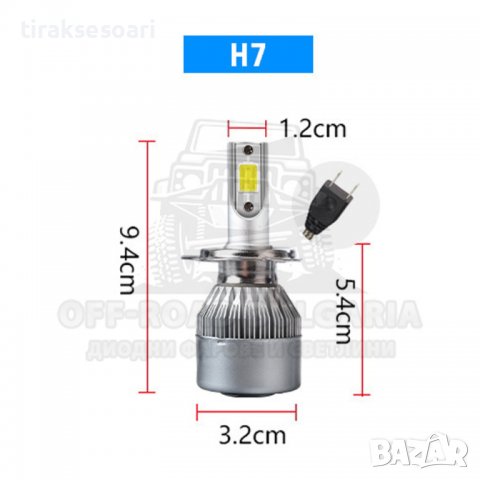 2 БРОЯ H7 LED диодни крушки за фарове H7; 100W, 12000 Lumen, снимка 2 - Аксесоари и консумативи - 40233473