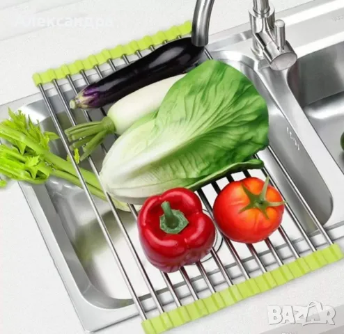Сгъваема поставка за отцеждане от неръждаема стомана / Дължина 47см, снимка 14 - Други стоки за дома - 49052291