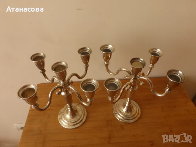 Два посребрени каминни свещника за по 5 свещи, снимка 3 - Декорация за дома - 50665065