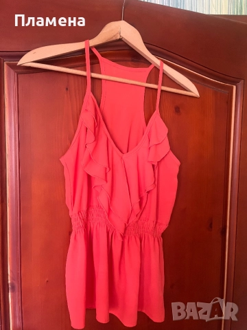 Оранжев летен потник с тънки презрамки с м 