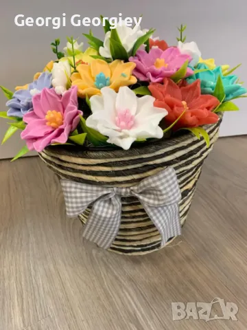 Цветя изработени с глицеринов ароматен сапун , снимка 18 - Декорация за дома - 48659911