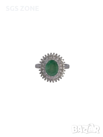СРЕБЪРЕН ПРЪСТЕН С НАТУРАЛЕН ИЗУМРУД, снимка 3 - Пръстени - 52403701