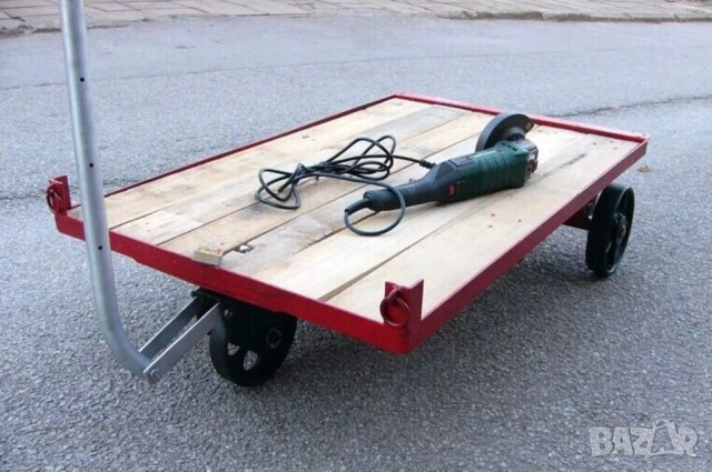 Българска Стоманена Товарна КОЛИЧКА 104x65x29 см Тарга Триколка НРБ Платформа Товар до 300 кг БАРТЕР, снимка 2 - Друго търговско оборудване - 51947504