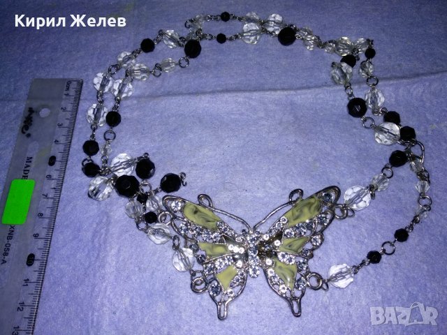 НЕЖНО ФИГУРАЛНО КРИСТАЛНО АРТ КОЛИЕ СРЕБРИСТ МЕДАЛЬОН - ПЕПЕРУДА 34773, снимка 2 - Колиета, медальони, синджири - 39201488