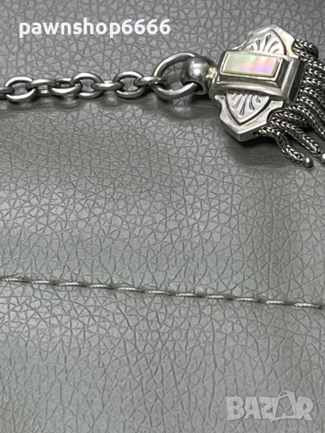 Сребърна верижка за джобен часовник със седефени елементи, снимка 11 - Мъжки - 51454790