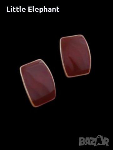 New trend сребърни обеци,"Gently burgundy",Gold/нови, снимка 1