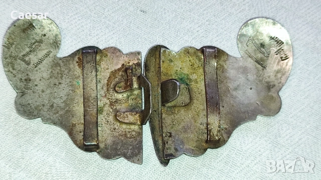 Старинен комплект сребърни пафти и гривна – 84 г, снимка 8 - Антикварни и старинни предмети - 52085155