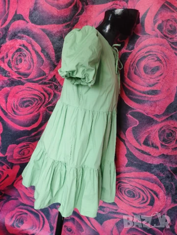 Sinsay ярко зелена къса разкроена рокля М, снимка 2 - Рокли - 51228967