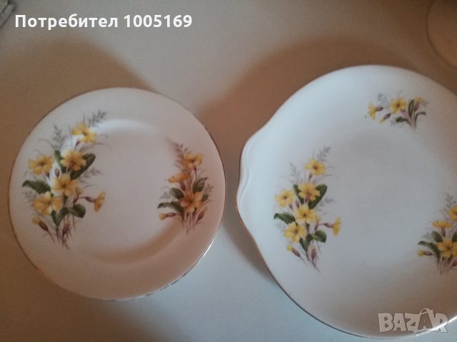 Английски костен порцелан Royal Albert-десертен сервиз.Плато и 6десертни чинии (16см), снимка 2 - Сервизи - 32534919
