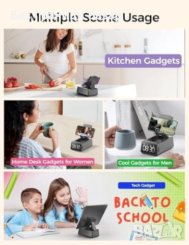 Нова Мъжка Bluetooth колонка с часовник и стойка за телефон, идеален подарък, снимка 3 - Друга електроника - 51682002