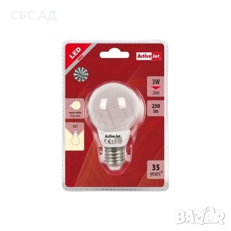 Крушка LED ActiveJet AJE-DS2027B, E27, 3W, топло бяла, снимка 2 - Крушки - 27799530