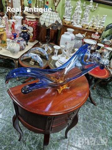 Превъзходна голяма антикварна италианска кристална купа фруктиера жардиера Мурано , снимка 5 - Декорация за дома - 53465720