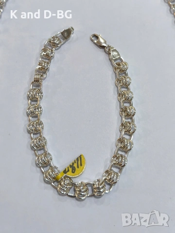 Дамски сребърен ланец с гривна проба 925 , снимка 6 - Колиета, медальони, синджири - 53522761