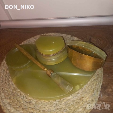 Мастилница от Зелен Оникс и Бронз, снимка 7 - Антикварни и старинни предмети - 44009817