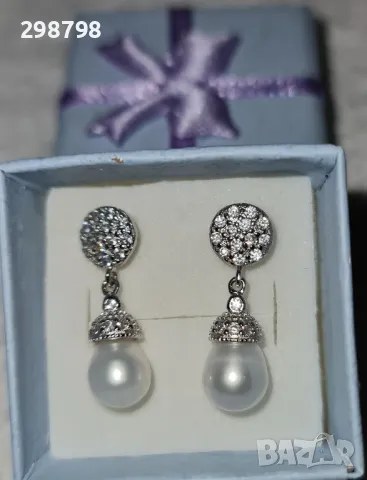 Дамски обеци от естествени перли и сребро, снимка 6 - Обеци - 36078975