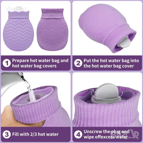 320 ml мини силиконова торбичка за вода за топла и студена терапия с плюшен калъф, снимка 4 - Други - 43299650