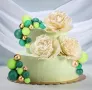 108 броя топчета топки на тел от стиропор за декорация на торта зелени златисти , снимка 4