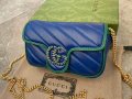 Gucci Синя коженa Marmont Супер мини чанта Гучи GG лого Made in Italy, снимка 1 - Чанти - 43492187