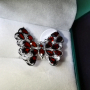 Елегантен сребърен 925 пръстен "Пеперуда" с родиево покритие и Натурални Гранати и Циркони!, снимка 6