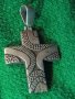 СТАР ОРНАМЕНТИРАН НАГРЪДЕН СРЕБЪРЕН КРЪСТ ОКСИДИРАНО СРЕБРО 925 с НУЖДА от ЛЕКА РЕСТАВРАЦИЯ 18723, снимка 2