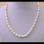 Колие от естествени бели перли тип ориз,47см, снимка 1