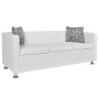3-местен диван, изкуствена кожа, бял, снимка 1 - Дивани и мека мебел - 42998247